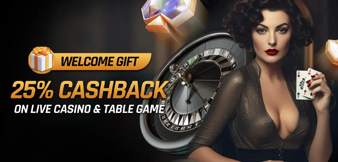 JeetBuzz 25% Cashback welcome gift for live casino and table games